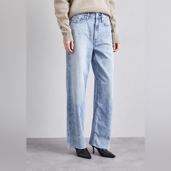 Rag & Bone Logan Mid-Rise Wide Leg Jeans - Picture 1 of 8